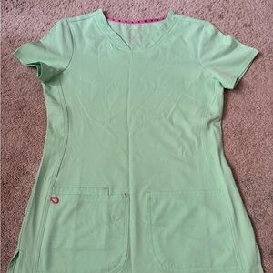 HeartSoul Mint and Pink V-Neck Scrub Top